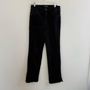 Judy Blue Jeans Womens 9/29 Black Denim Straight Leg 90's Slit JB88451 Stretch